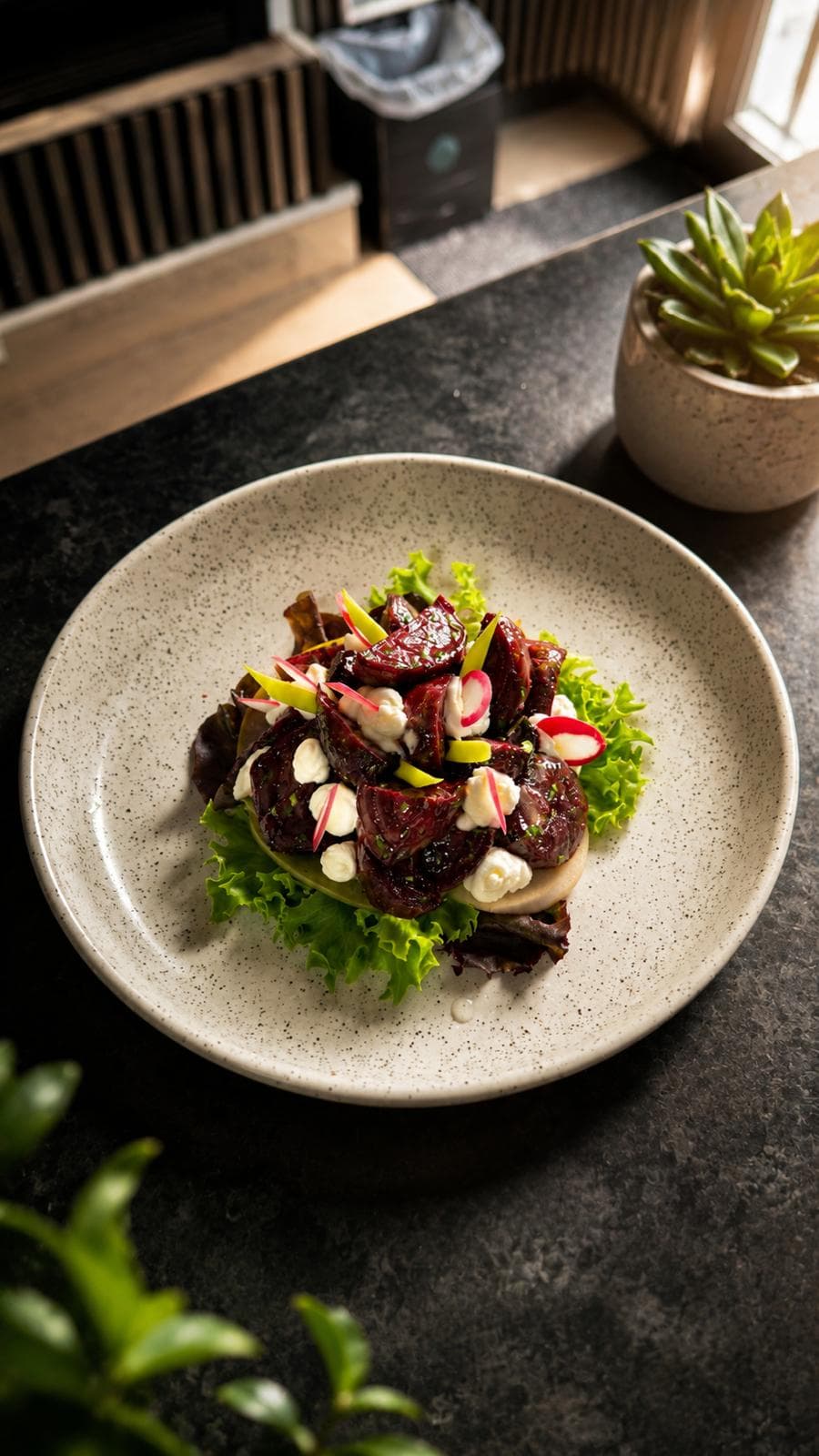 Beetroot salad with soft cheese — an LA Cafe evening starter