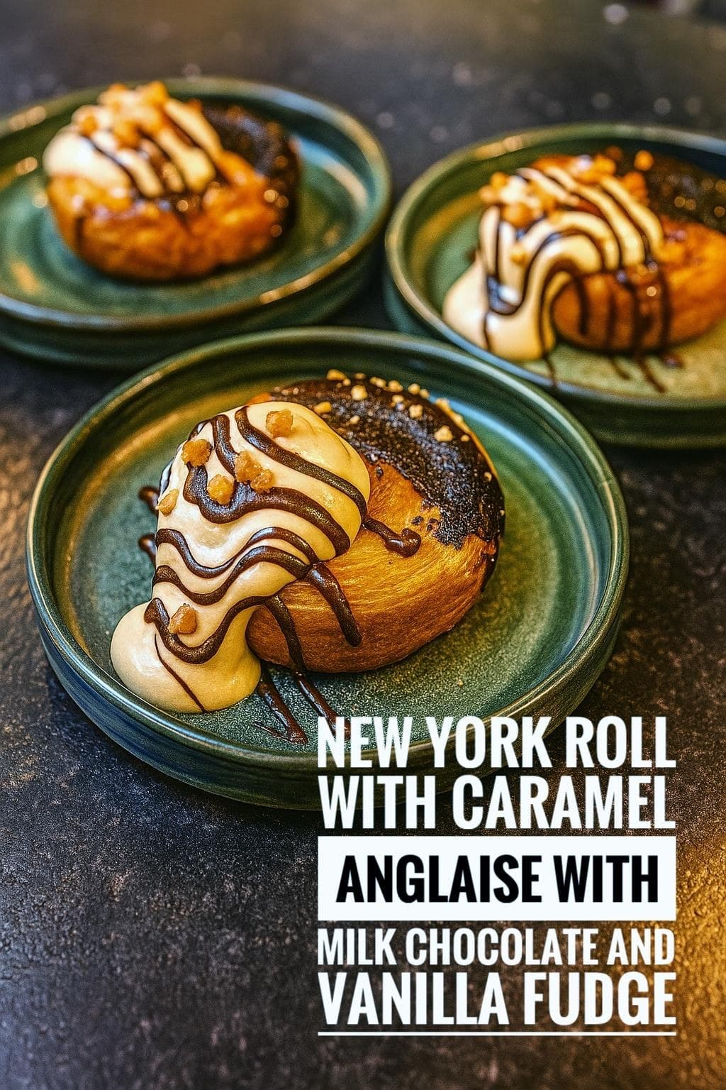 New York roll with caramel anglaise