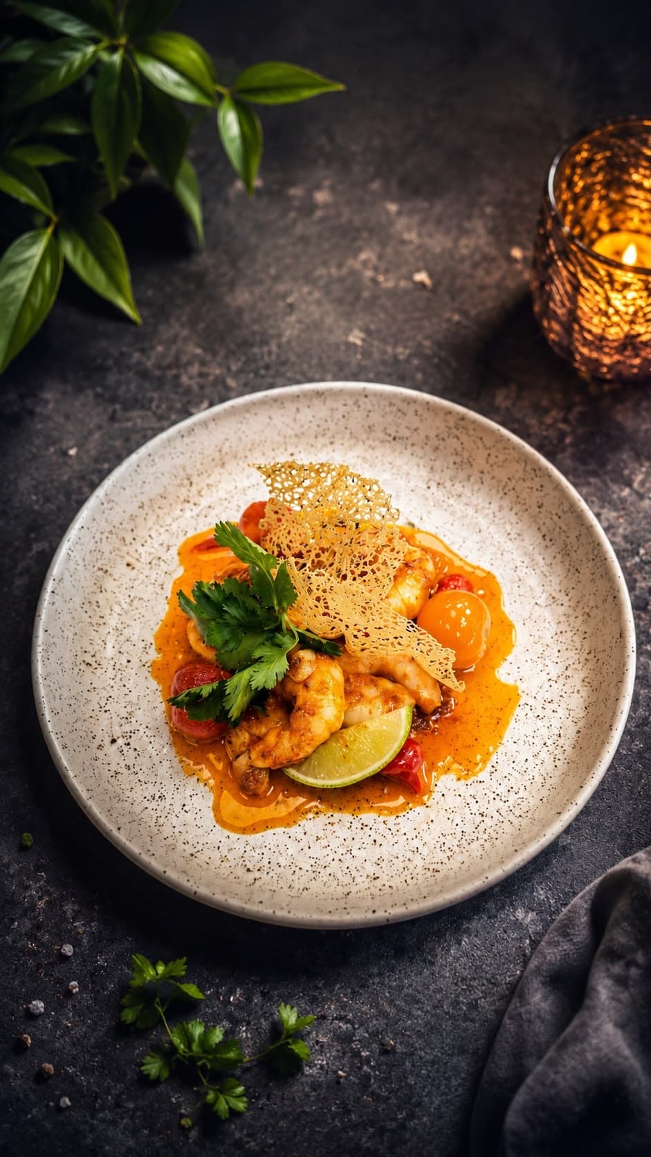 Chilli & garlic butter king prawns at LA Cafe Bistro