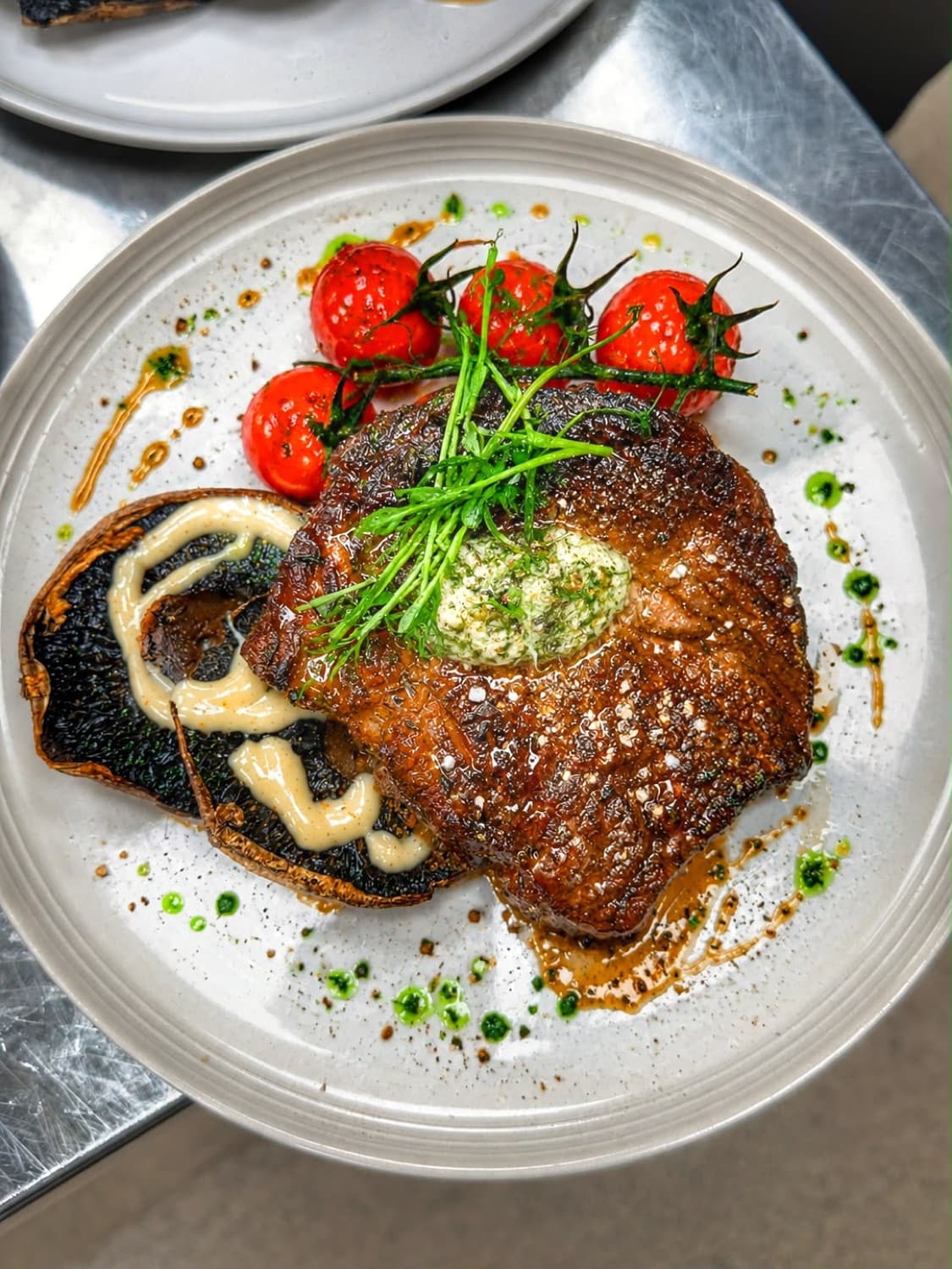 Seared steak with herb butter at LA Cafe Bistro